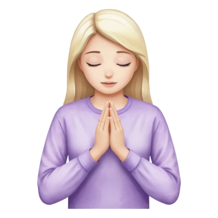 Hands in prayer in watercolor, sleeves in lilac color sticker