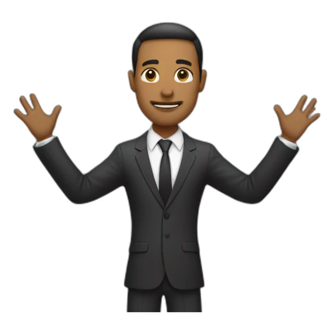 man in suit holding out his arms sticker