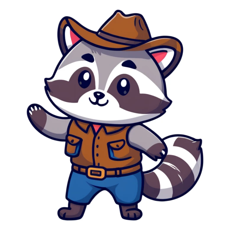 cartoon raccoon cowboy rolling his eyes sticker