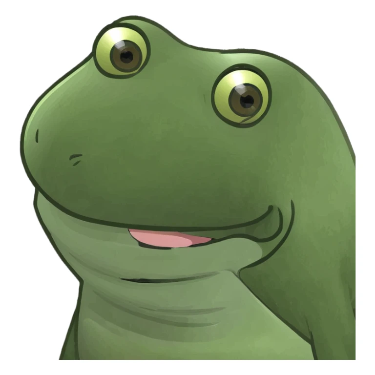 sun with rays, cheerful face, daylight emoji, green bufo frog meme style, no text sticker