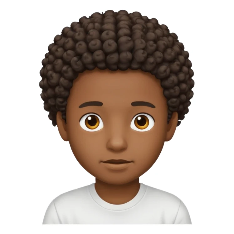 a black boy with a curly hair and a white t shirt  sticker