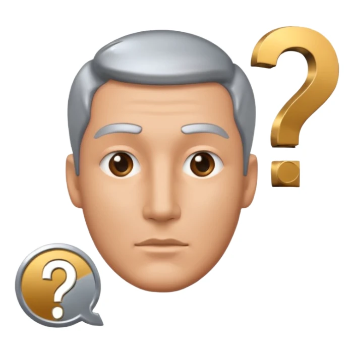 bust of a man with a question mark sticker