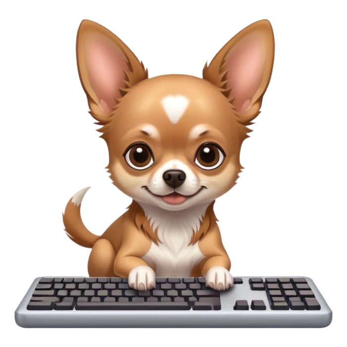 a chihuahua typing at a keyboard sticker