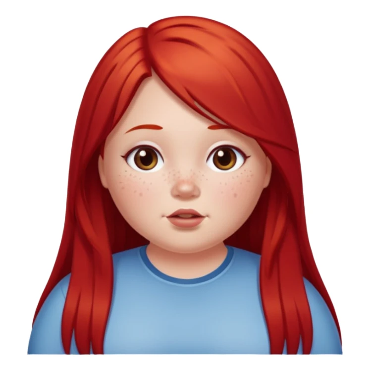 chubby white girl with cherry red long straight hair sticker
