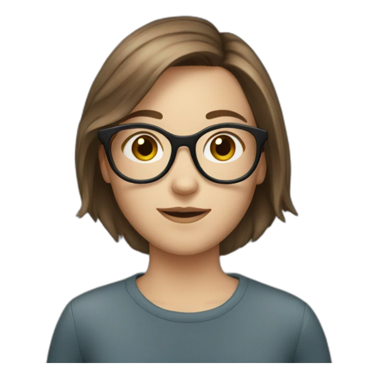 Young white girl with short brown hair and glasses sticker