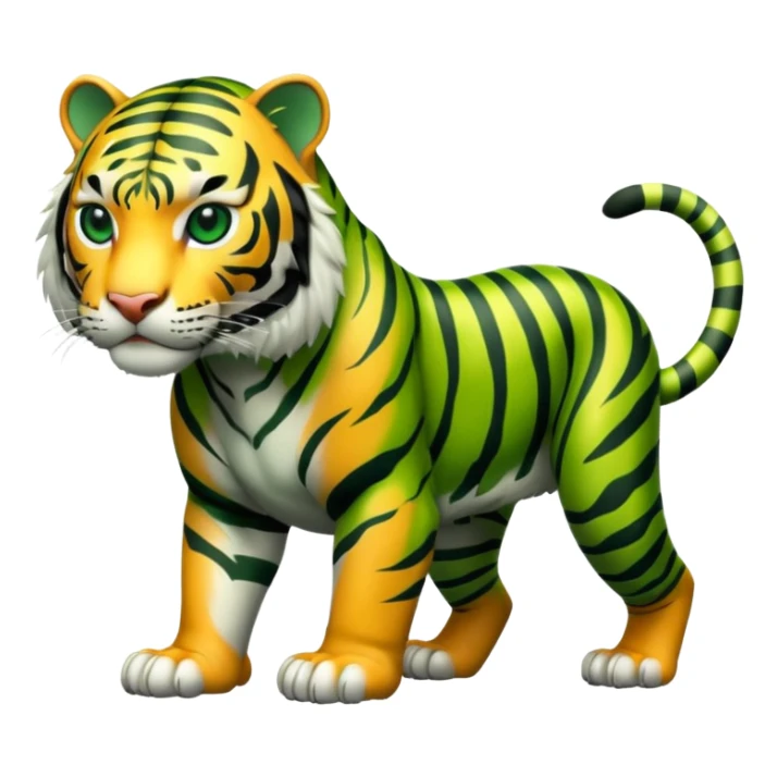 powerful green tiger on all fours, black stripes sticker