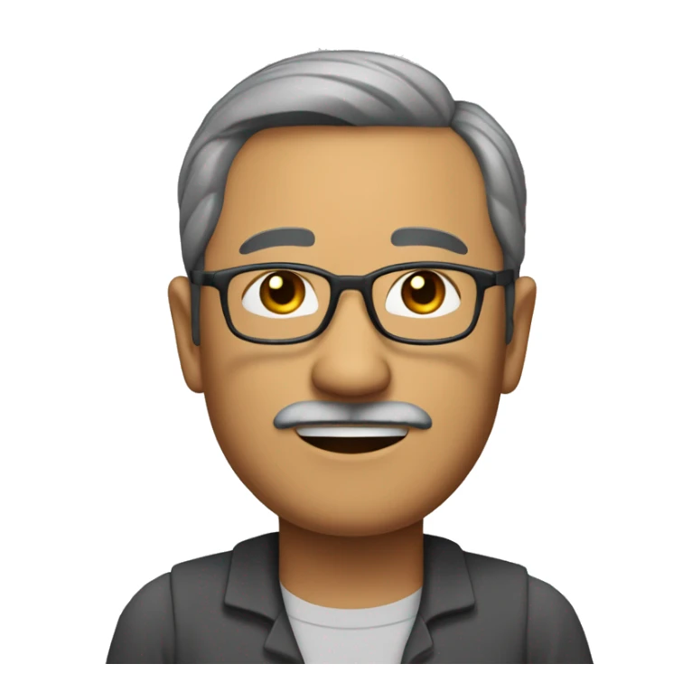 south east asian middle-aged man with glasses, a small moustache and tiny beard only on the chin. full body image sticker