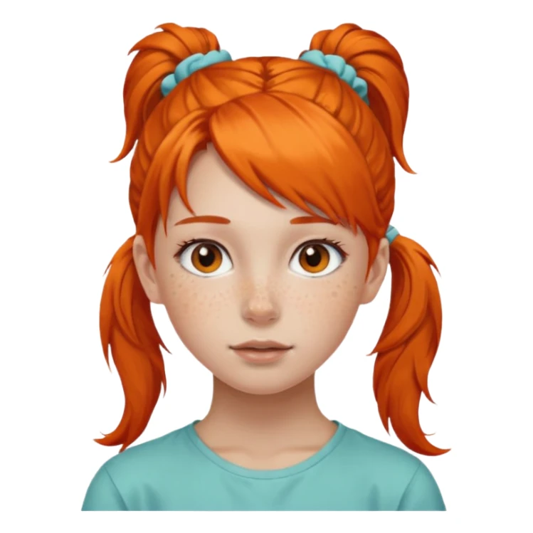 Teen girl with scrunchie ponytail orange hair sticker