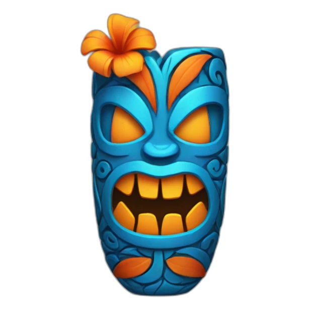 Tiki with colors blue and orange-tornado-fun-love-girl sticker
