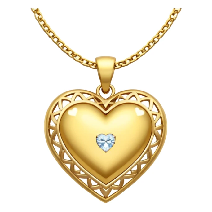 gold pendant with a diamond heart sticker