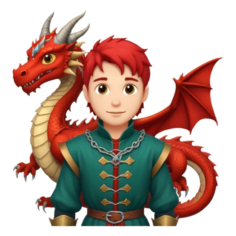 a dragon tamer in medieval time with a dragon next to him sticker