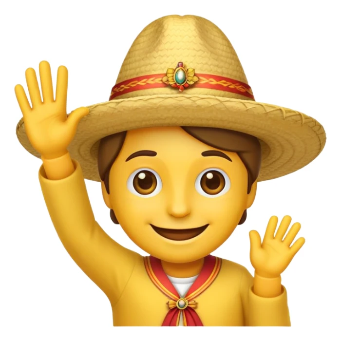 emoji waving goodbye wearing a traditional Spanish hat sticker
