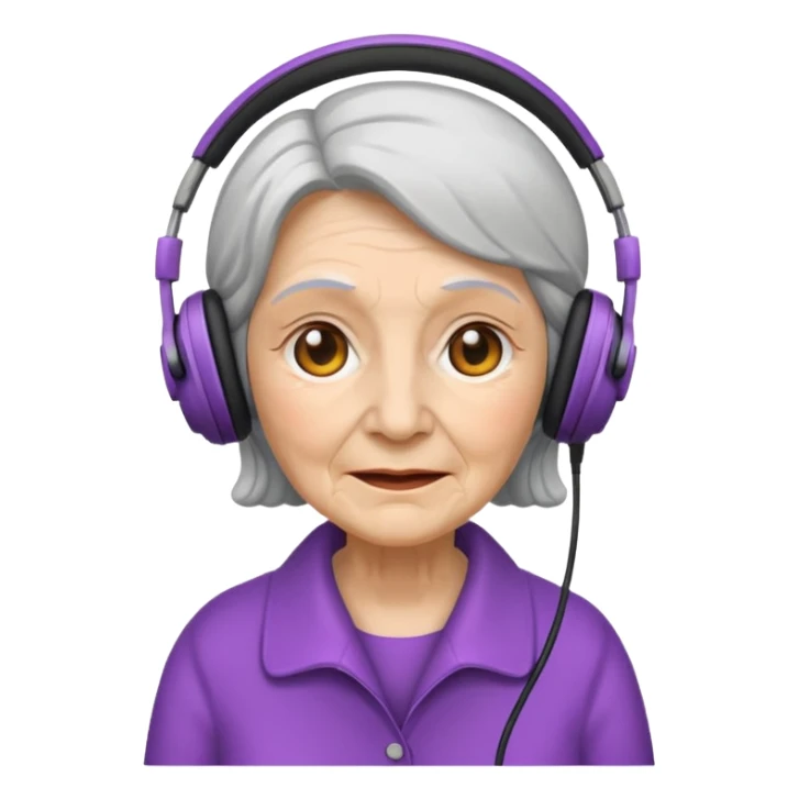 old women with headphones sticker
