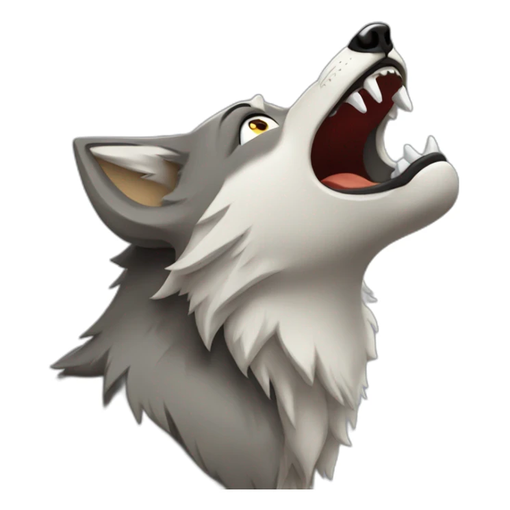 cartoon wolf howling with eyes out of the head sticker