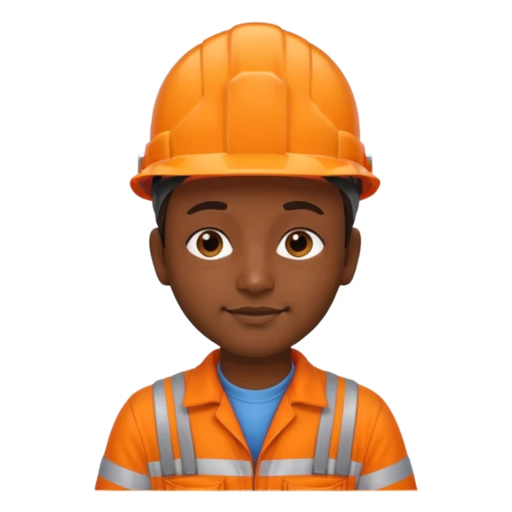 indian in orange overalls and orange hard hat sticker