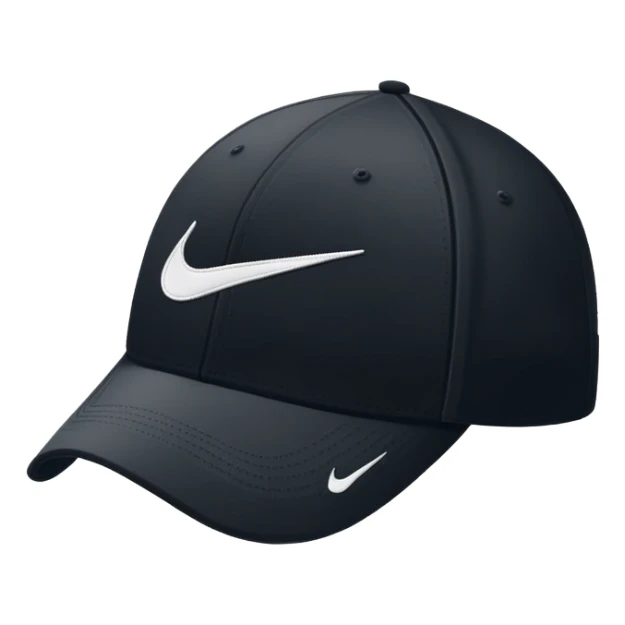 Simple black Nike cap with white Nike swoosh logo embroidered on the front. Baseball cap style. Just the hat by itself. sticker