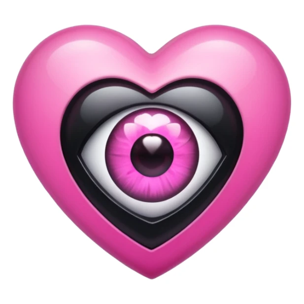 A black heart Gem with a pink eye in the center sticker