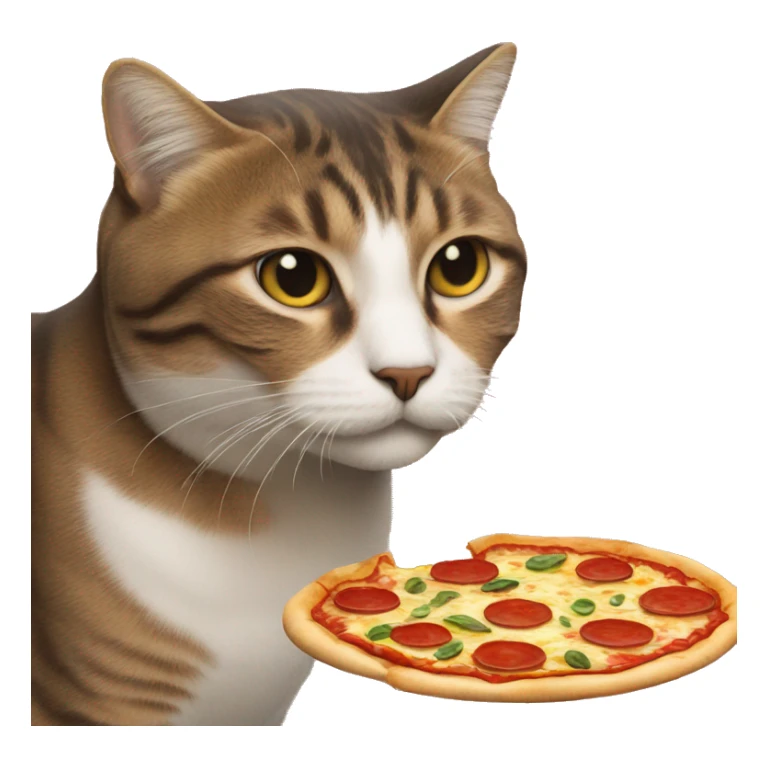 Un chat qui mange une pizza  sticker
