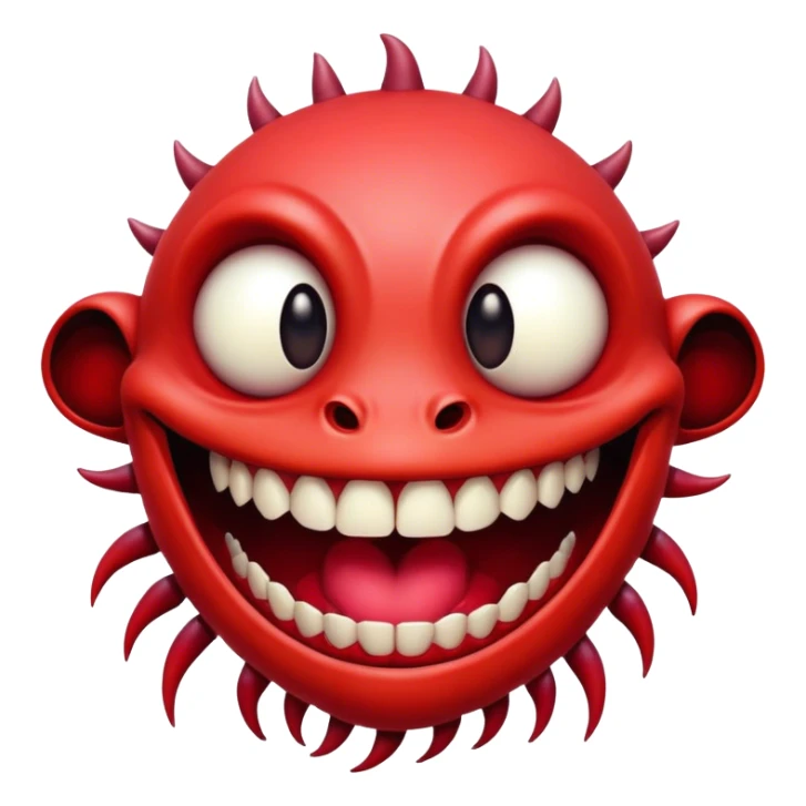 Please Now more glitched Please make Creature comes out of the eye of a another creature who has red skin and a wide smile with long teeth sticker