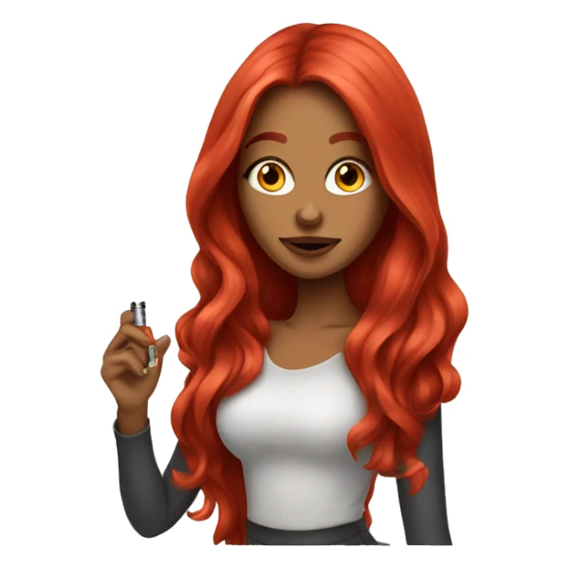 Gorgegous red Long hair Girl vaping sticker
