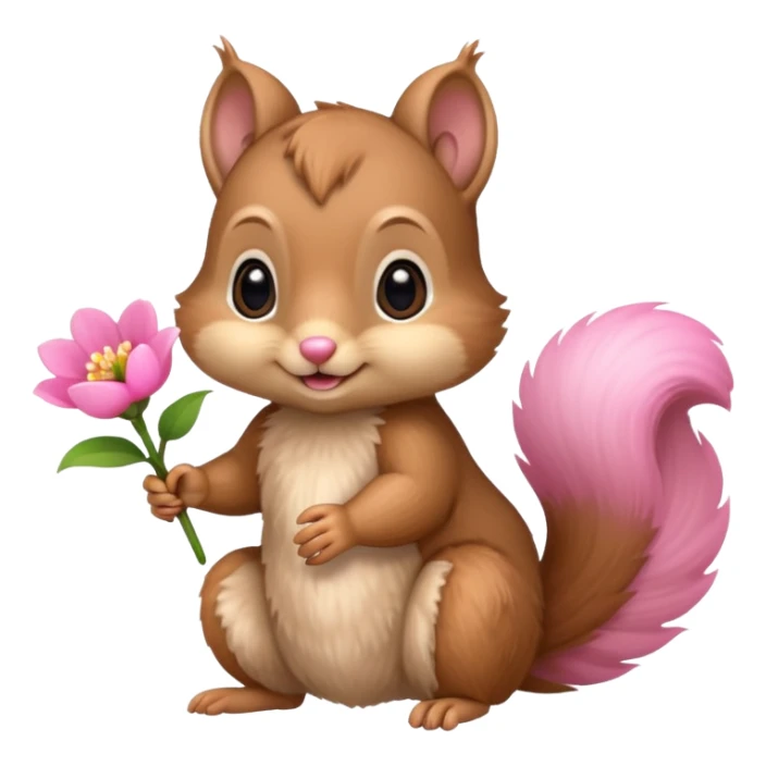 baby squirrel hold a flower sticker