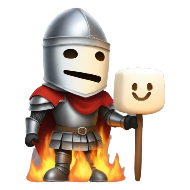 a knight keeping a marshmellow over fire and saying "i wish it was 2024" sticker
