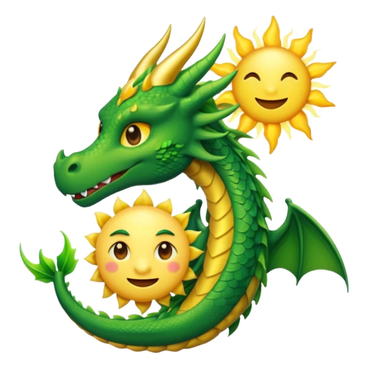 a single emoji combining a bright sun, a dragon, and a comet, all merged into one expressive symbol sticker