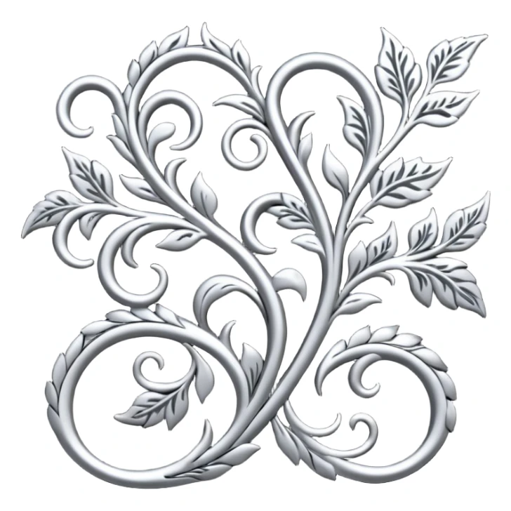 Black and silver filigree vine design, 3D, extremely detailed design sticker