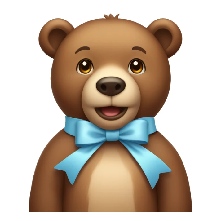  Cute brown bear wearing a light blue bow around its neck sticker