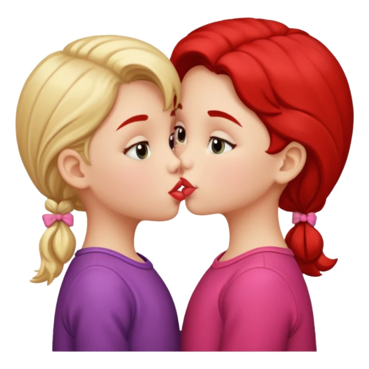 two little gals kissing on the lips sticker