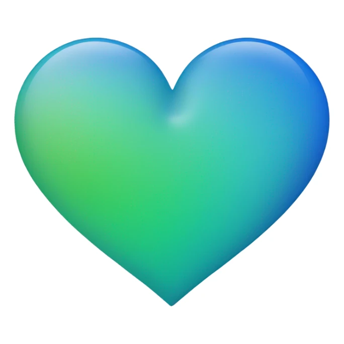 Gradient heart emoji wit 3/4 blue and 1/4 green sticker