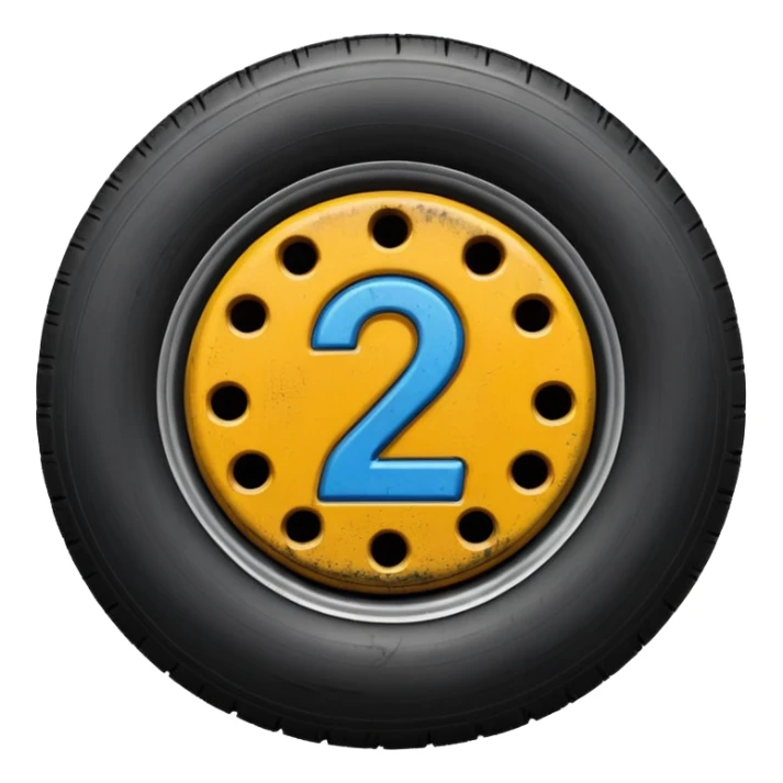 semi tire with the number 2 bright in the center of it sticker