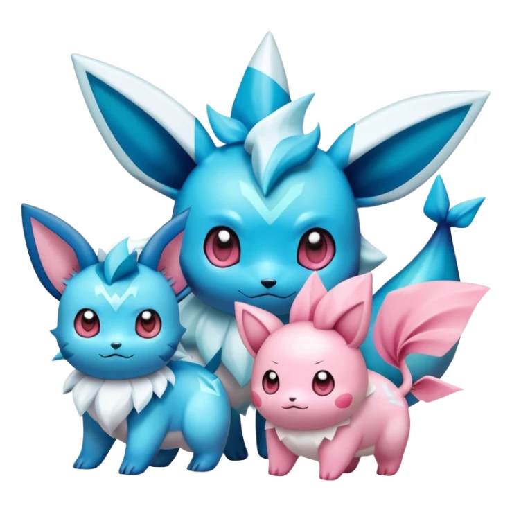 Shiny colorful Glaceon-Vaporeon-Clefairy-Pokémon sticker