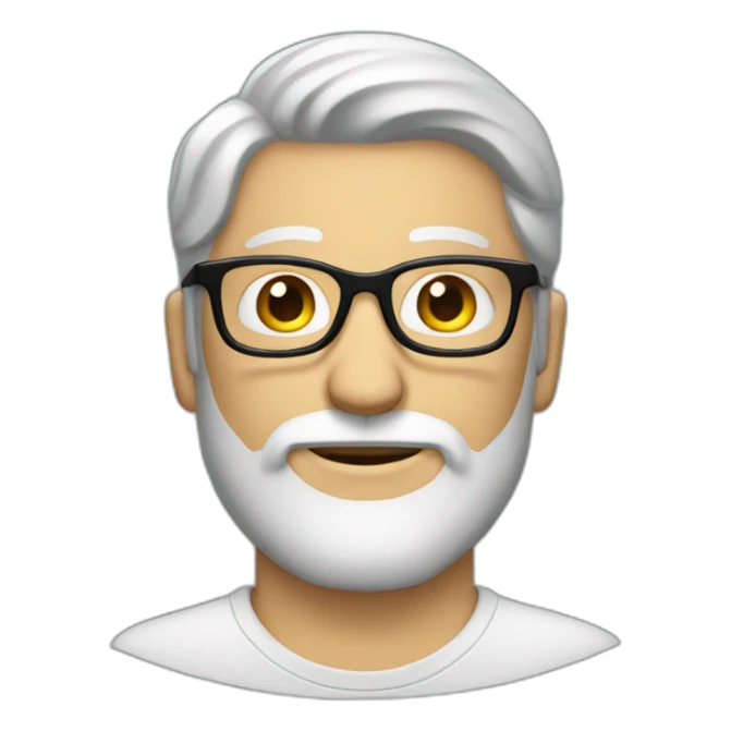 white guy with tall beard and side medium hair and glasses sticker