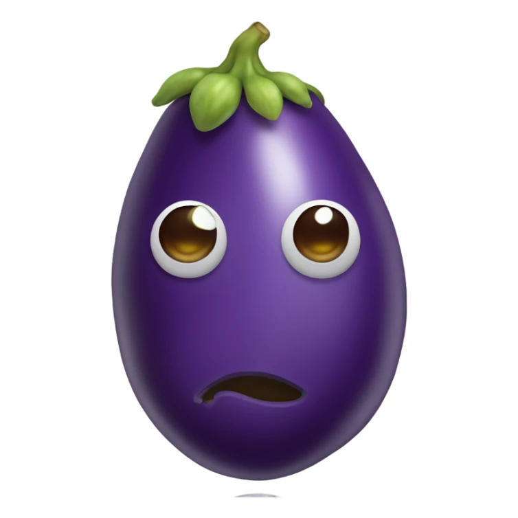 Normal eggplant emoji with two grapes underneath it sticker