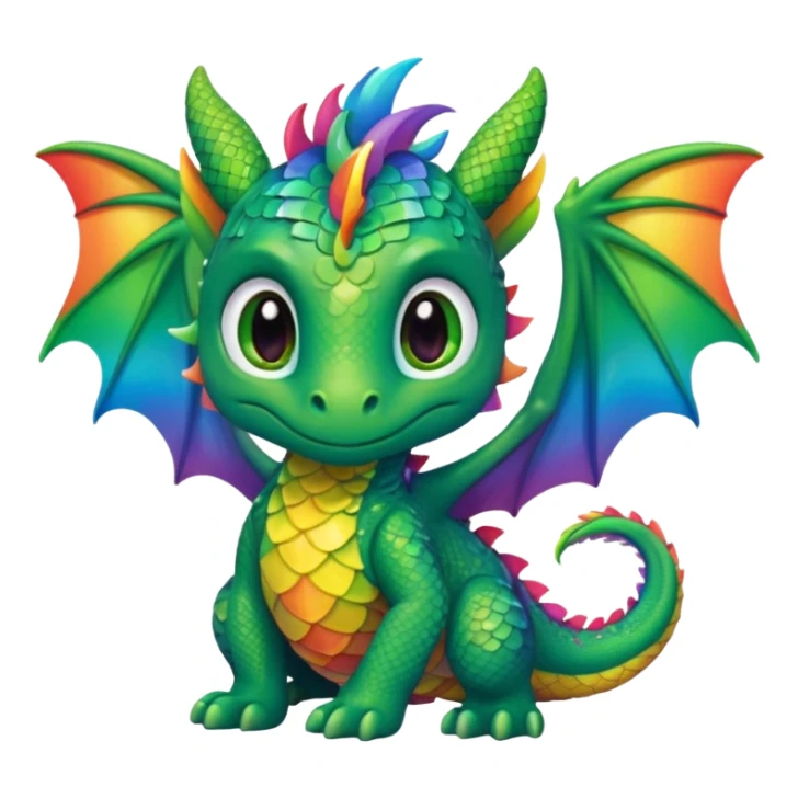 A cute little dragon  rainbow cute eyes wings sticker