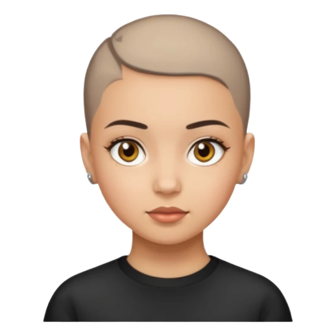 HAZEL EYES BLACK BLACK BUZZ CUT LIGHT SKIN ROUND FACE GIRL sticker