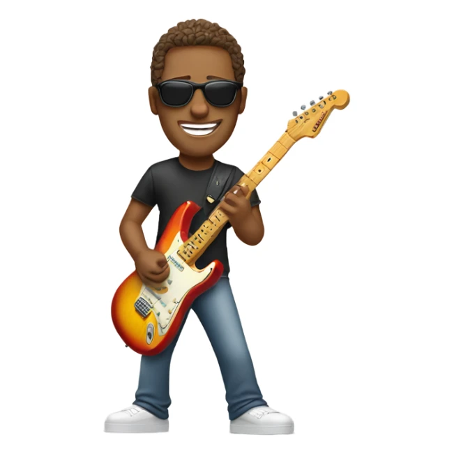 guy with sunglasses playing fender sunburst stratocaster sticker