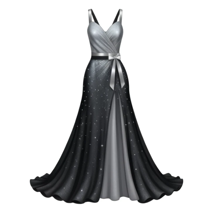black glittery prom dress with silver sash  sticker