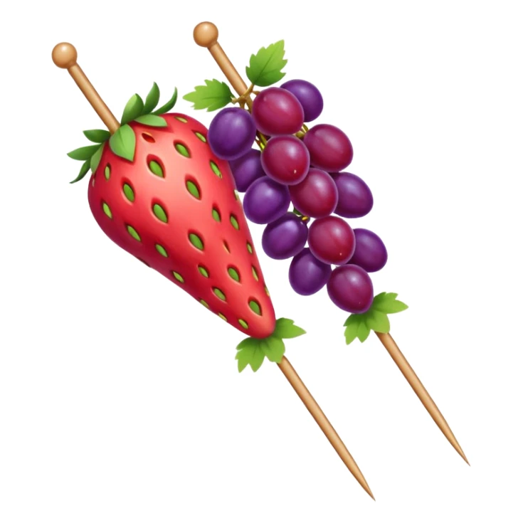 Strawberry and grape on a skewer in the pattern of singular strawberry singular grape singular strawberry singular grape sticker