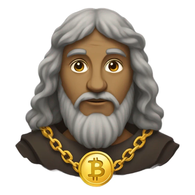 Leonardo davinci with gold Bitcoin chain sticker