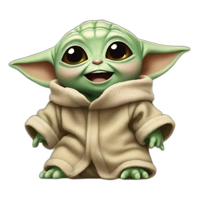 baby yoda laughing with tears sticker