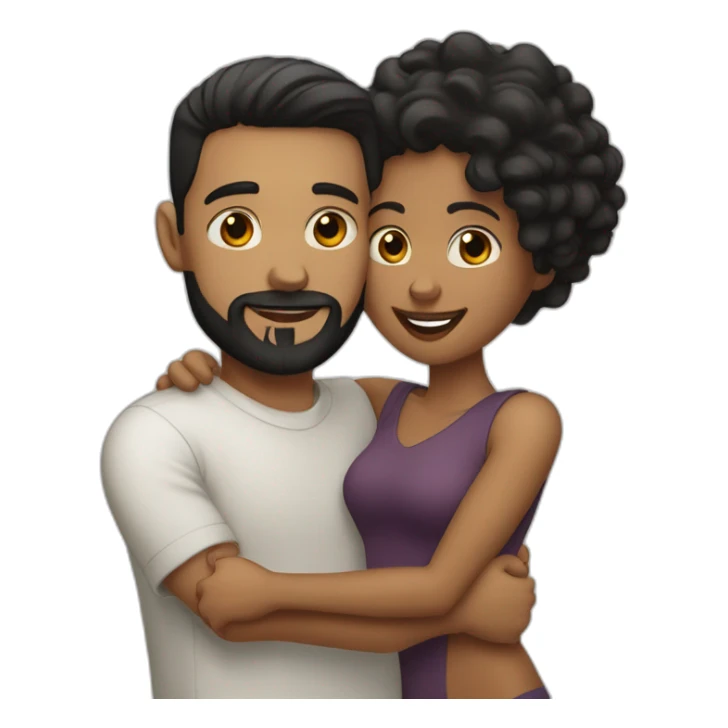 White-man-with-a-smooth-black-hair-cut-fade-and-a-black-beard-hugging-a-black-woman-with-long-brown-waved-hair sticker