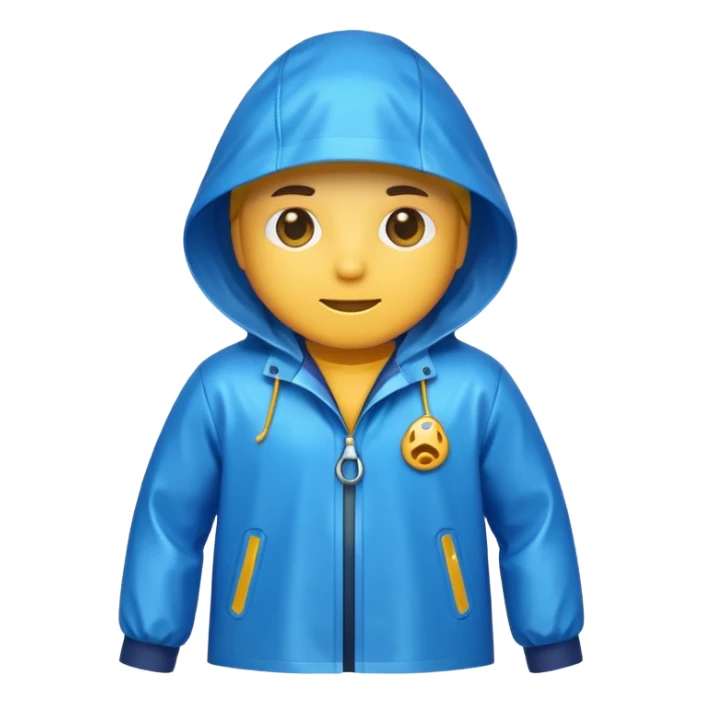 blue raincoat, just rain coat, negative: character. sticker
