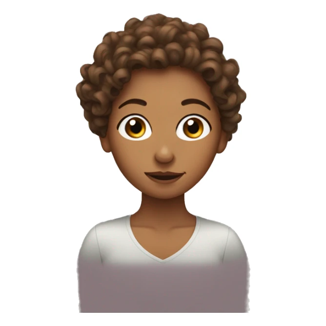 Brown curly haired women tucking hair behind ear sticker