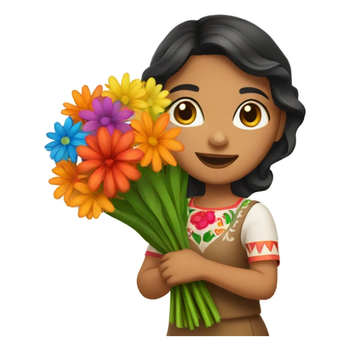 mexican girl with flower bouquet sticker