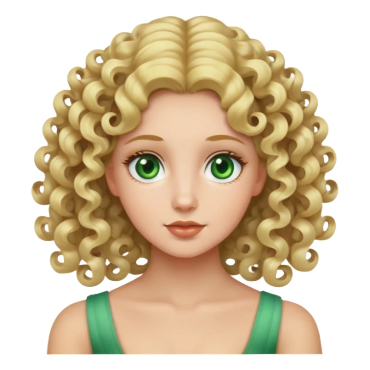 woman with blonde 3b springy ringlet curls and green eyes sticker