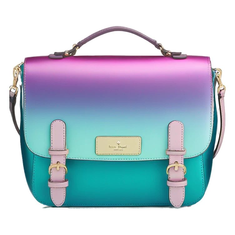 Realistic isolated blue ,teal ,pink , and purple metallic ombre kate spade satchel purse.  sticker