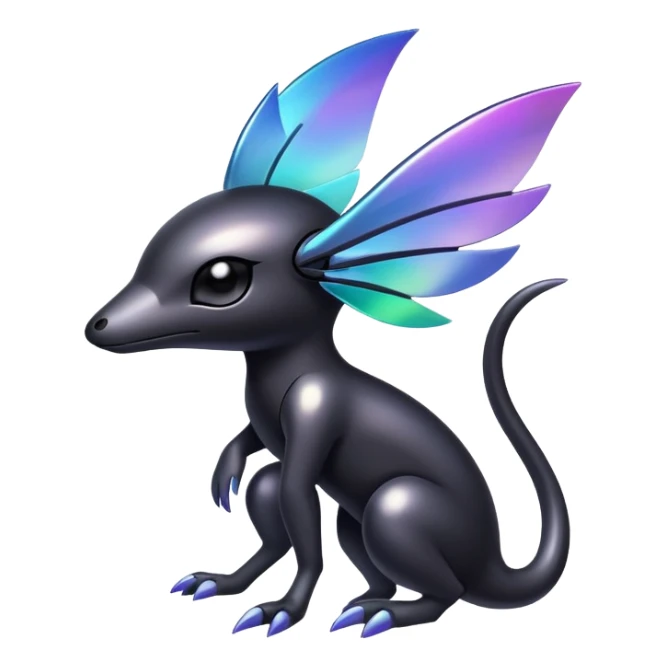 Modern futuristic Iridescent black dark fakemon-creature sticker