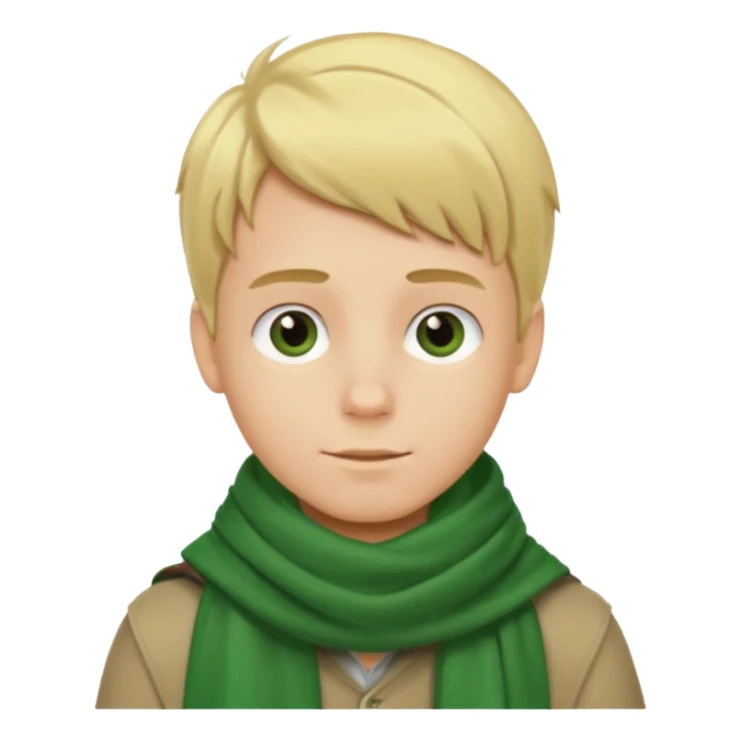 blonde hair boy, green scarf sticker